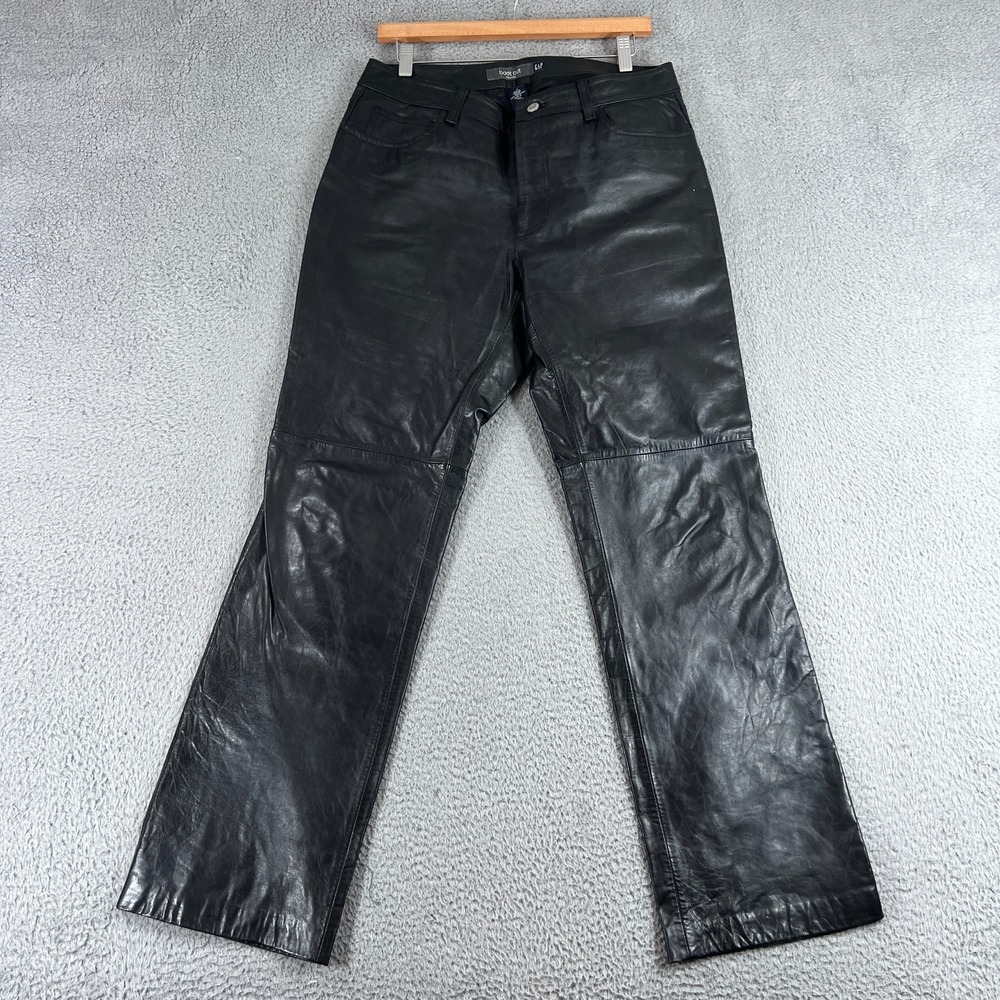 Gap Y2K Vintage Black Genuine Leather Pants Boot Cut Women's Sz 12
